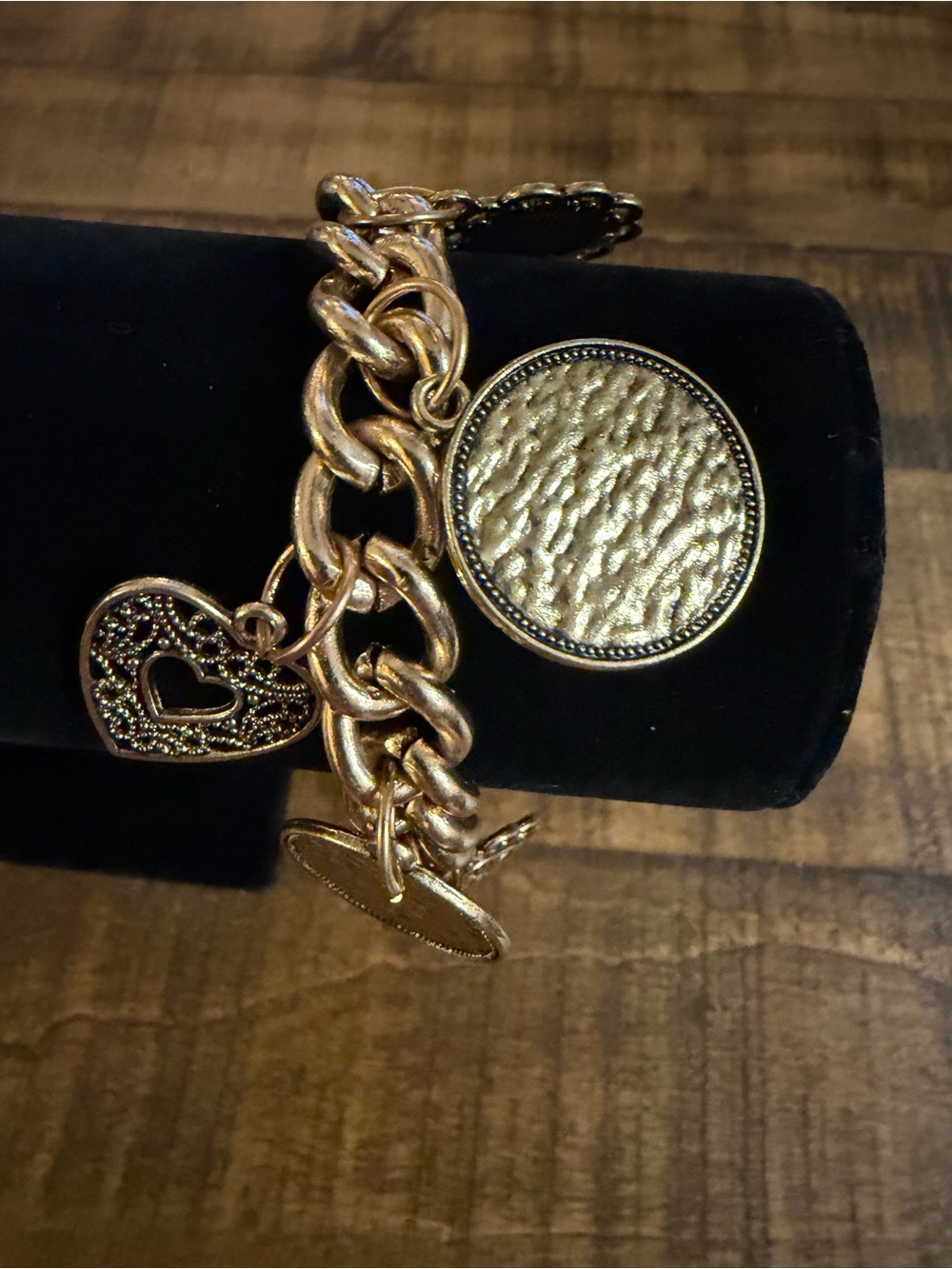 Paparazzi Gold-Tone Heart & Coin Charm Link Bracelet